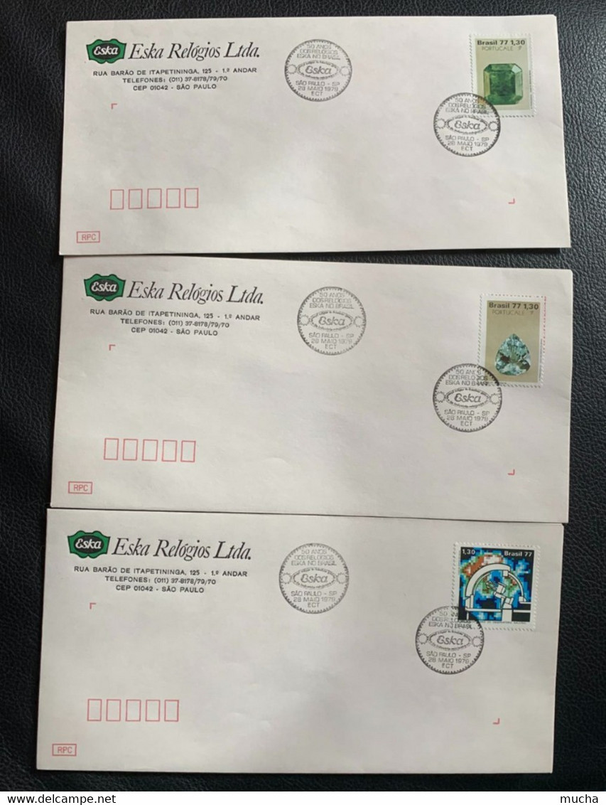 17844 - Eska Relogios Sao Paulo Cachet Eska 50 Anos Dos Relogios No Brasil 25.08.1979 3 Enveloppes - Horlogerie