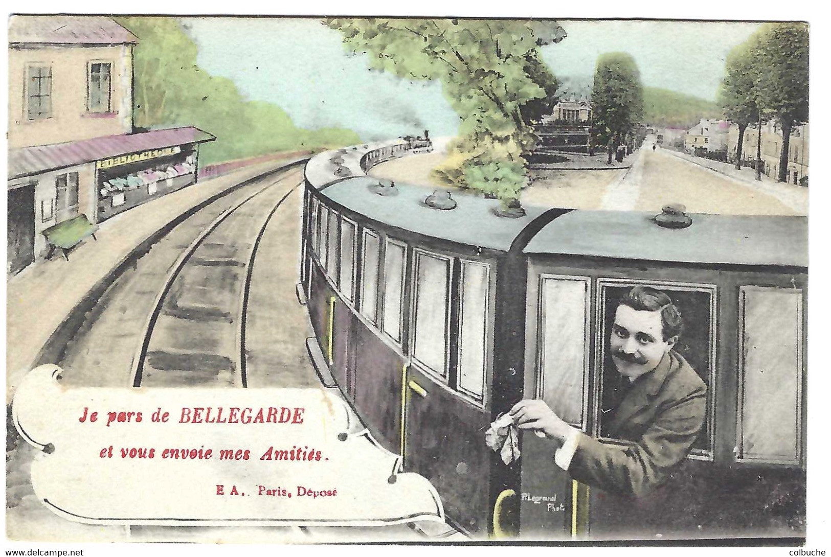 01 - BELLEGARDE +++ Je Pars De BELLEGARDE Et Vous Envoie Mes Amitiés +++ Train Partant De La Gare +++ Carte Fantaisie ++ - Bellegarde-sur-Valserine