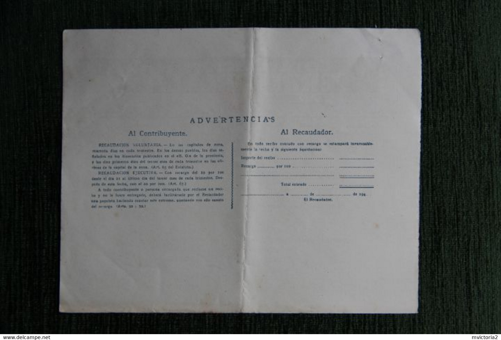 ESPAGNE : Contribucion Territorial 1949 - España