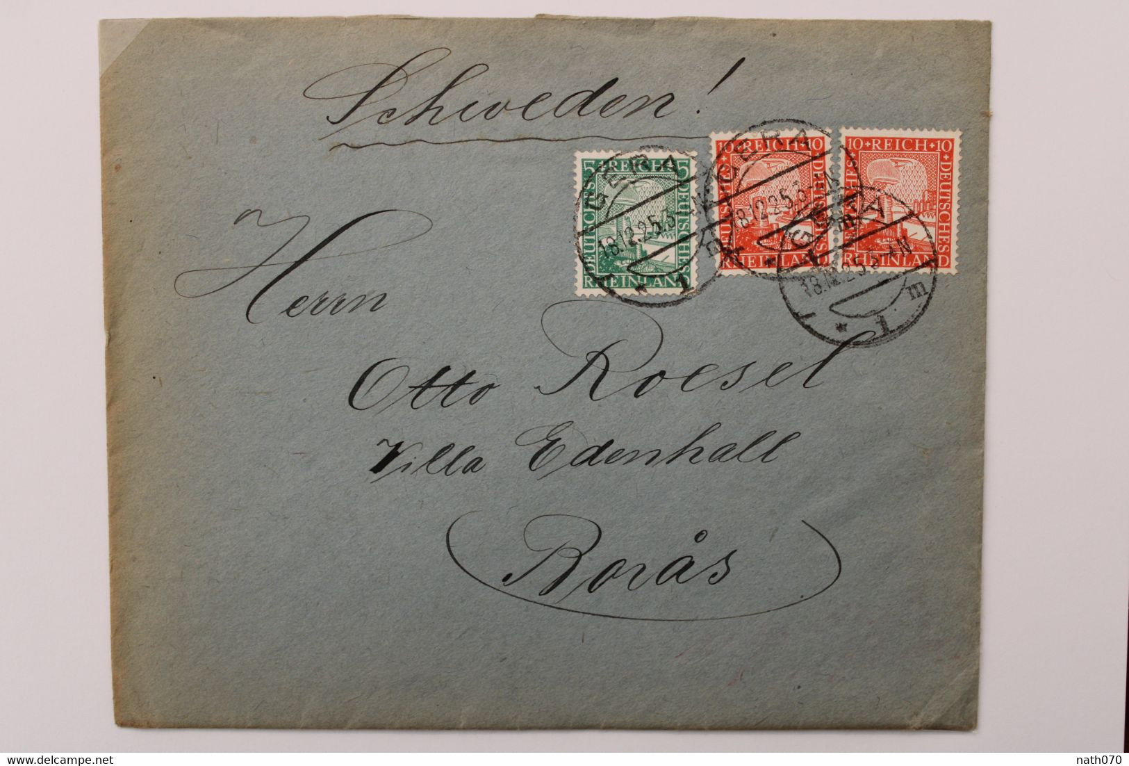 1925 Gera Borås Schweden Sweden Reich Allemagne Germany Suède Cover Courrier à L'intérieur Mi 372 373 - Cartas & Documentos