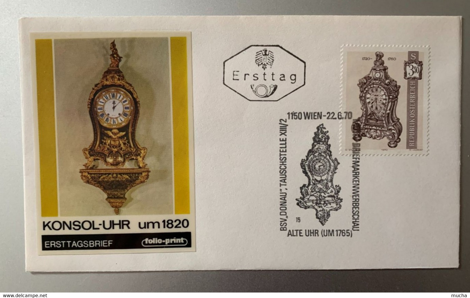 17846 - Konsol-Uhr Um 1820 Wien 22.06.1970 FDC - Horlogerie