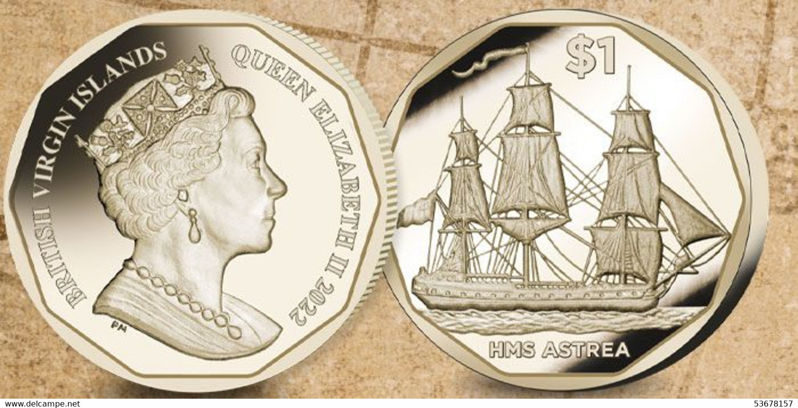 British Virgin Islands  - 1 Dollar, 2022 Ships - HMS Astrea - Iles Vièrges Britanniques