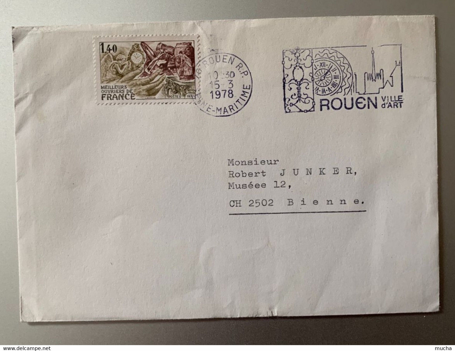 17861 - Cachet Mécanique Rouen Ville D'Art 15.03.1978 Sur Lettre - Horlogerie