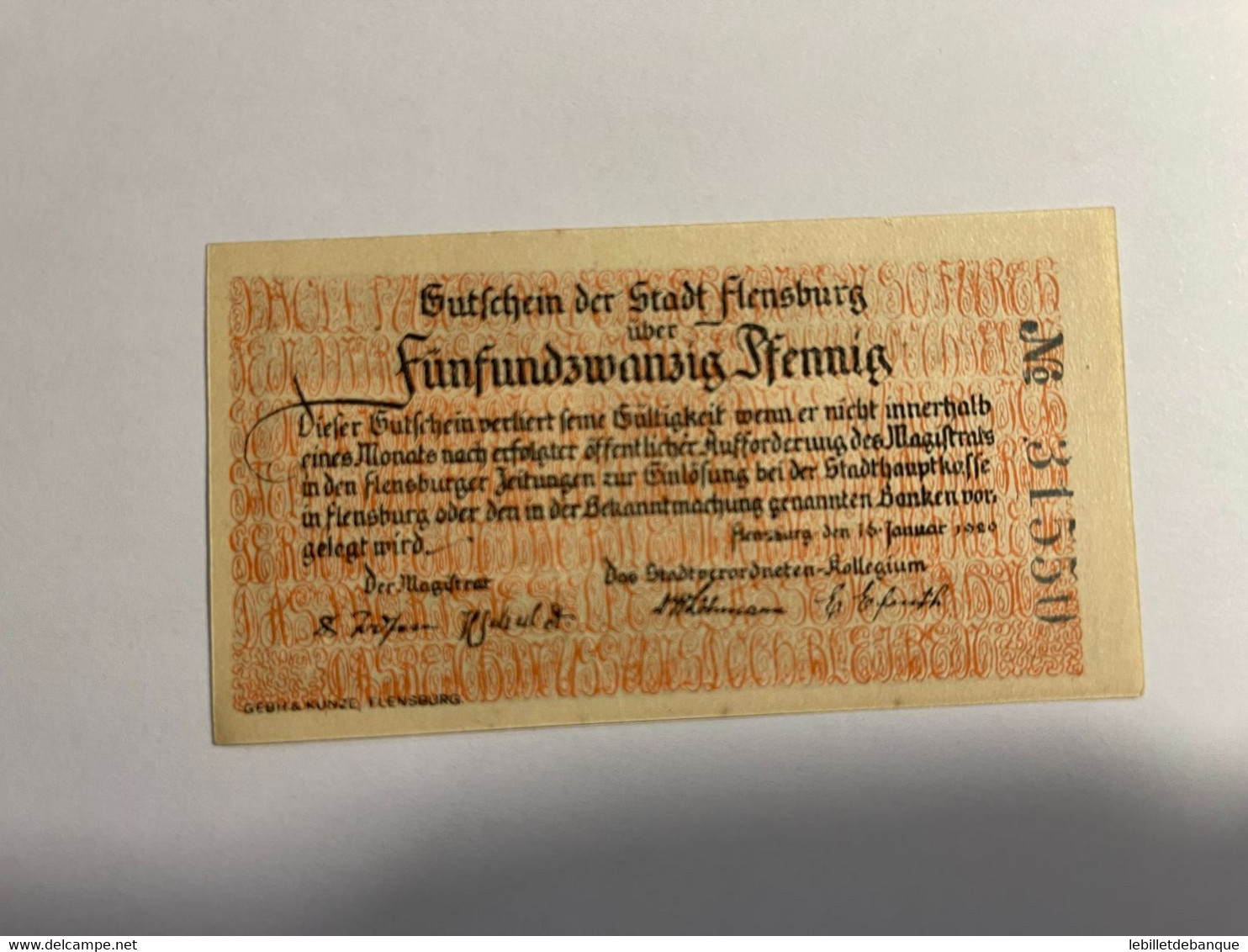 Allemagne Notgeld Flensburg 25 Pfennig - Collections