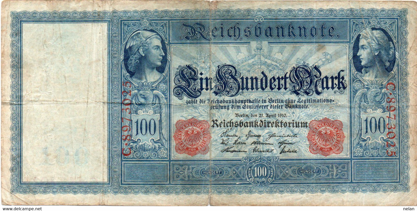 GERMANIA-100 MARK 1910 -  Wor: -Wor:P-38, Ros:R-38 -  Circ. - 100 Mark