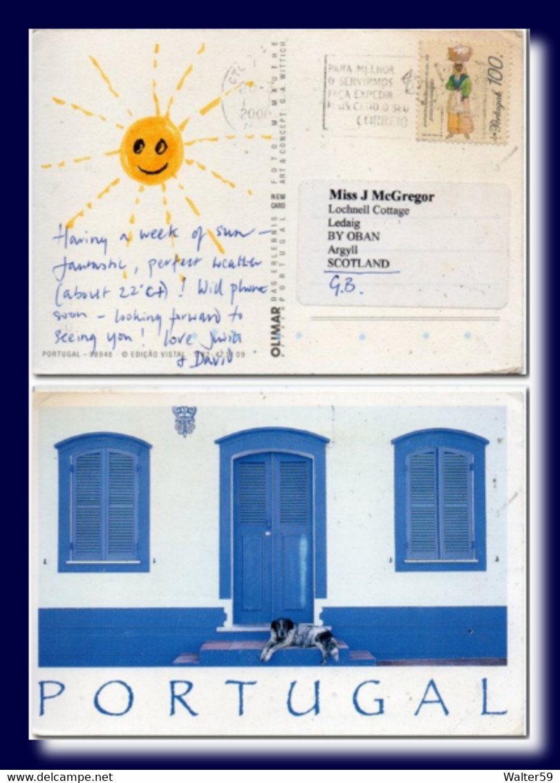 2000 Portugal Postcard Building View Posted To Scotland - Cartas & Documentos