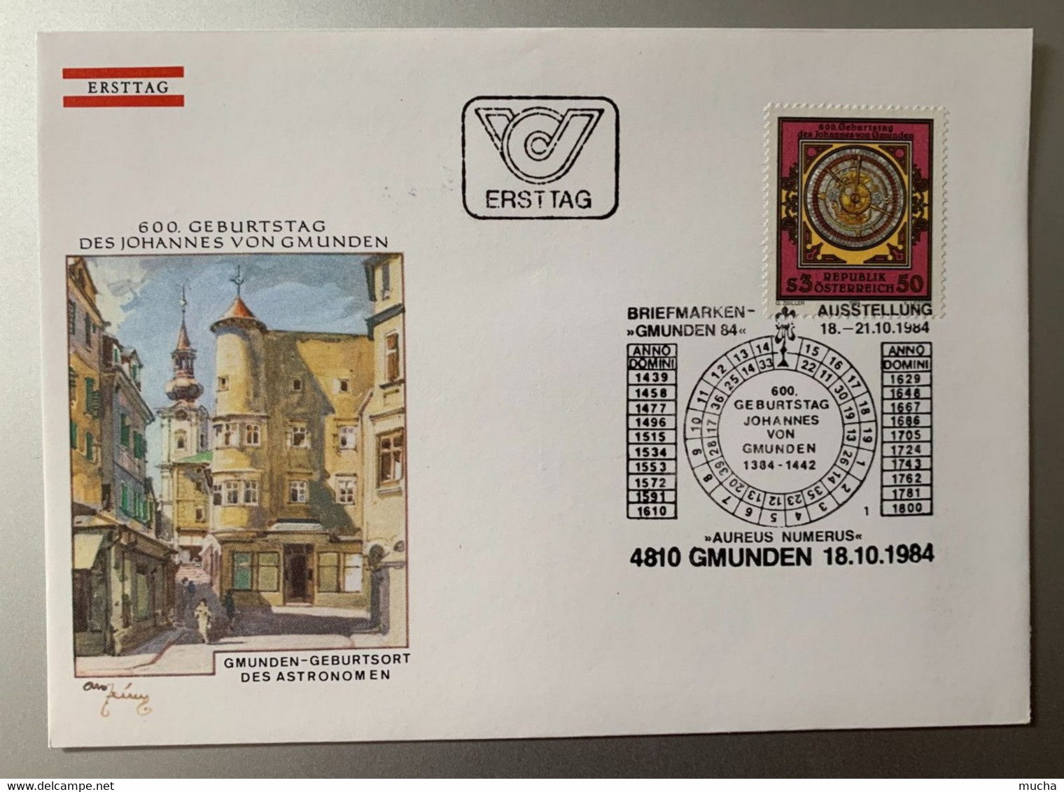 17870 - 600 Geburstag Johannes Von Gmunden Gmunden 18.10.1984 FDC - Horlogerie