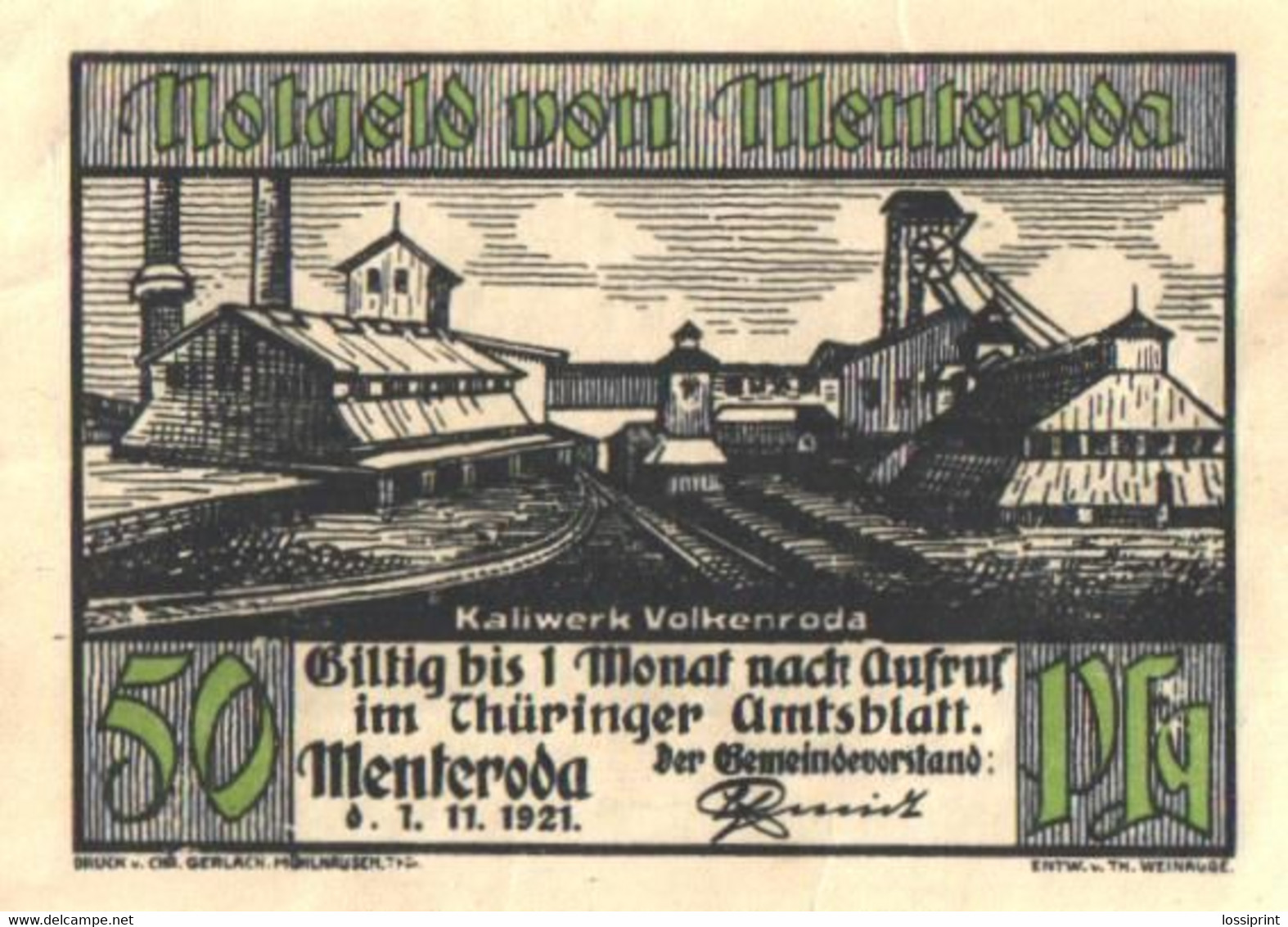 Germany Notgeld:Menteroda 50 Pfennig, 1921 - Collections
