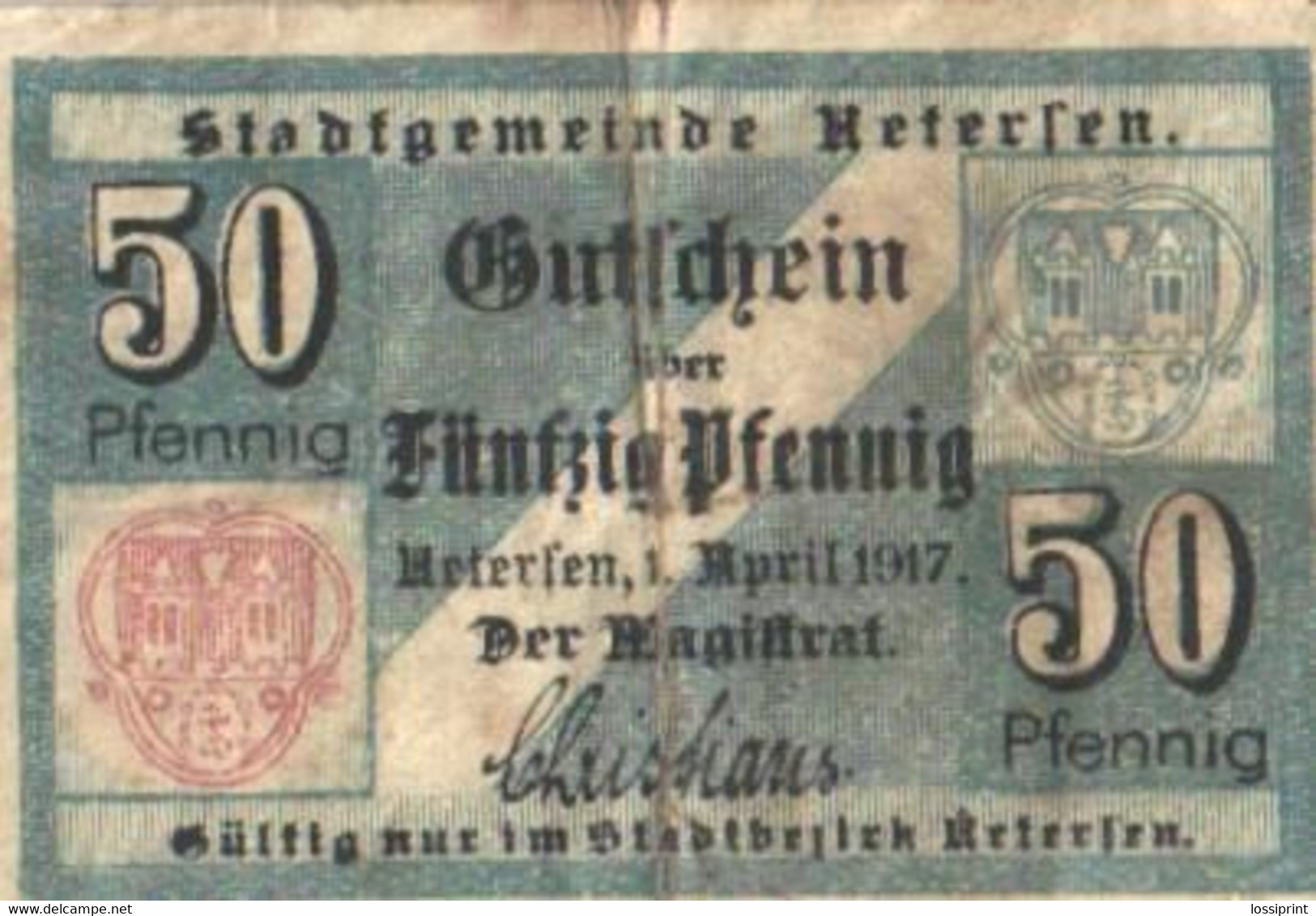 Germany Notgeld:Stadtgemeinde Hetersen 50 Pfennig, 1917 - Colecciones