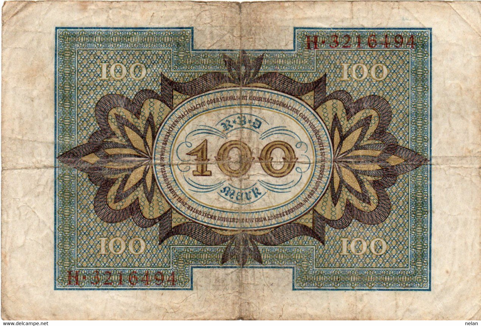 GERMANY- 100 MARK 1920  -  Wor:P-69a, Ros:R-67a  -  Circ - 100 Mark