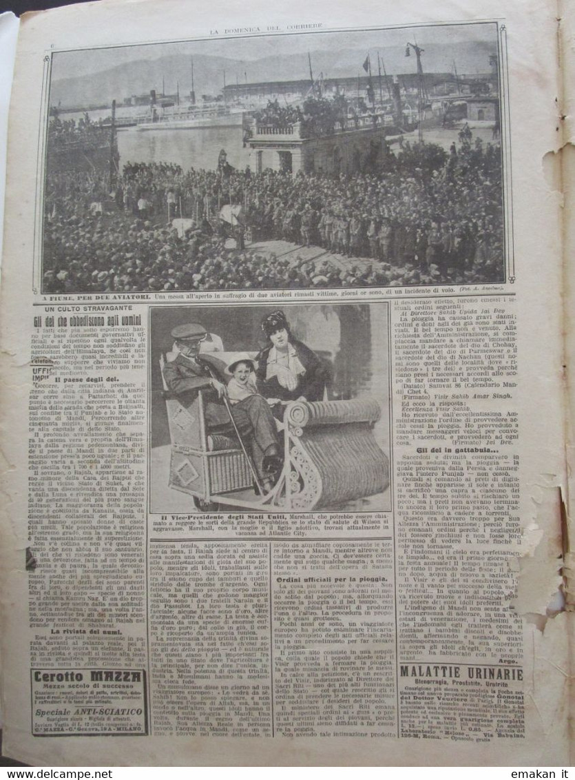 # DOMENICA DEL CORRIERE N 43 / 1919 - AVIATORI A PARIGI / DIRIGIBILI CONTRO IL FUOCO / FIUME - Premières éditions