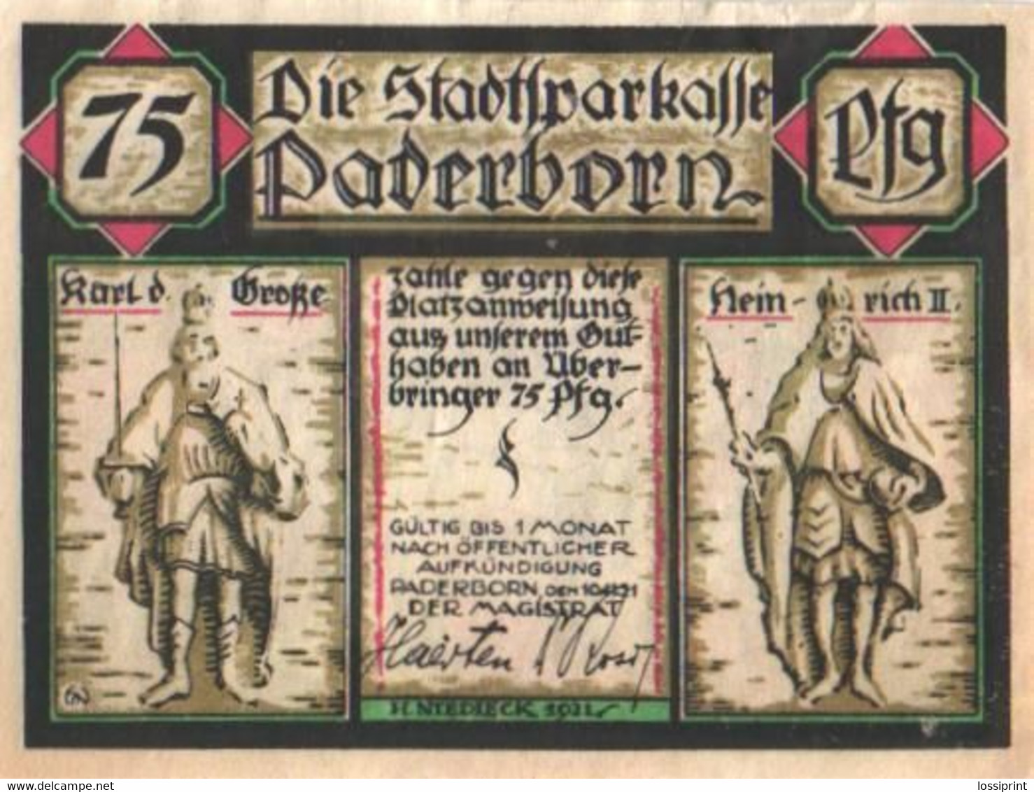 Germany Notgeld:Stadt Paderborn 75 Pfennig, 1921 - Collections