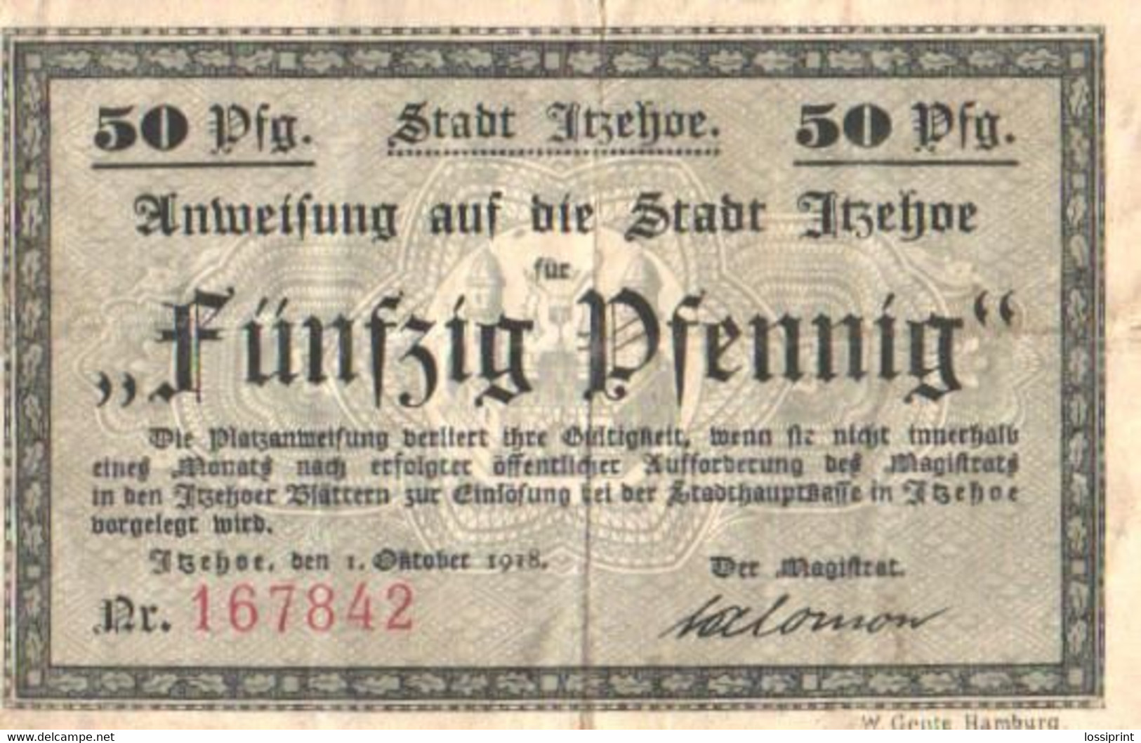 Germany Notgeld:Stadt Itsehoe 50 Pfennig, 1918 - Collections