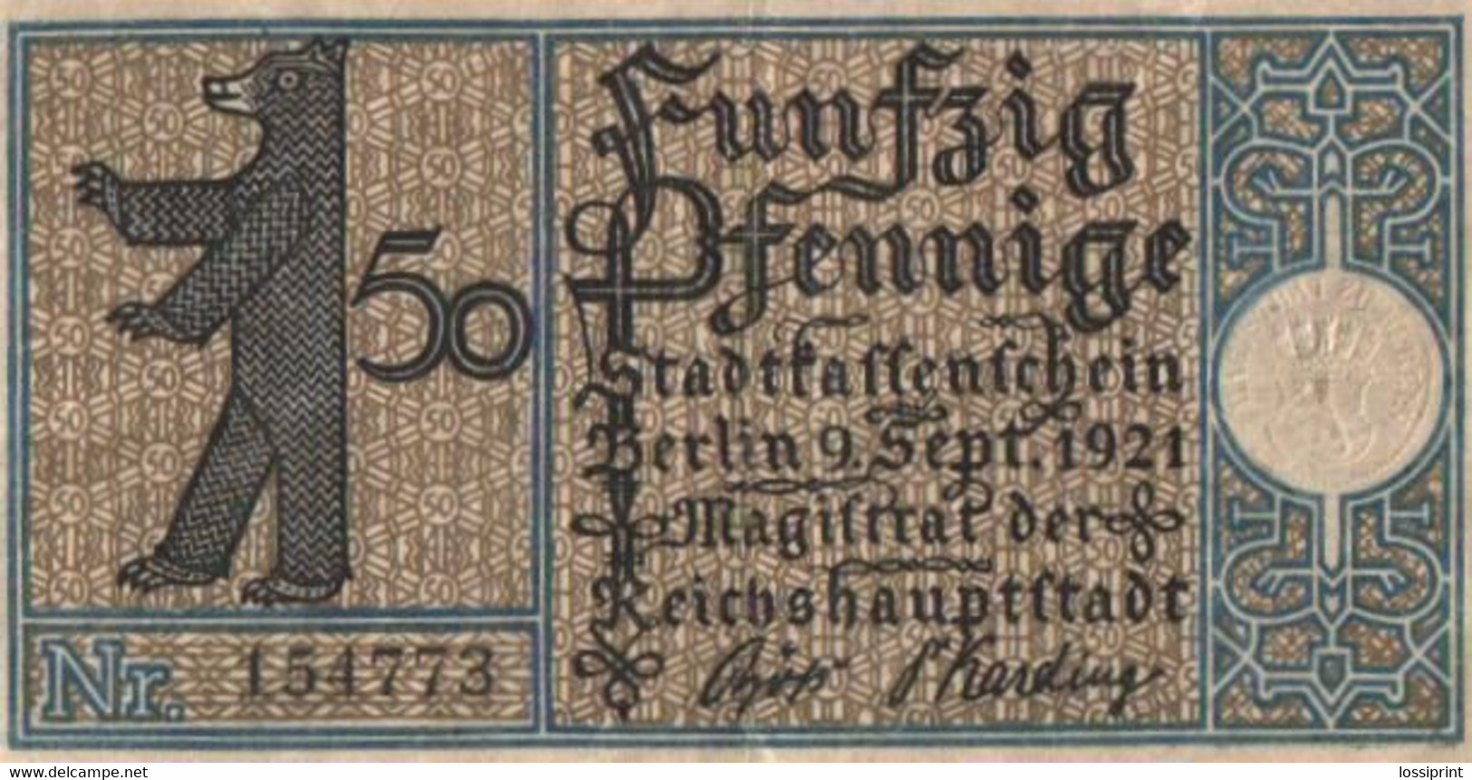 Germany Notgeld:Stadtkassenschein Berlin 50 Pfennig, 10, 1921 - Sammlungen