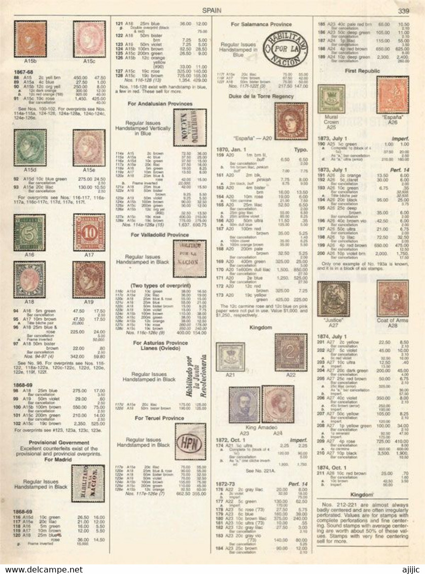 ESPAGNE . Catalogue SCOTT Americain Couleurs, Côtes En US$ Et Numerotations 88 Pages - United States