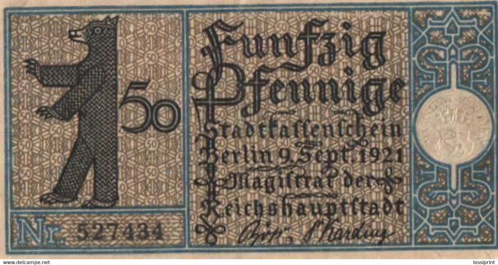 Germany Notgeld:Stadtkassenschein Berlin 50 Pfennig, 18, 1921 - Collections