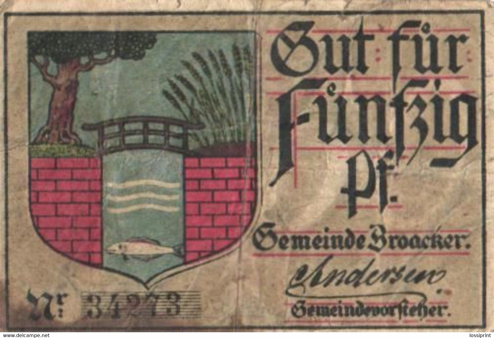 Germany Notgeld:Gemeinde Broacker 50 Pfennig, 1918 - Sammlungen