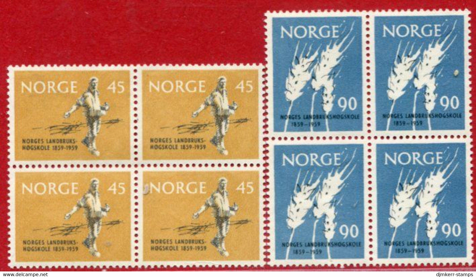 NORWAY 1959 Centenary Of Agricultural College Blocks Of 4 MNH / **.  Michel 436-37 - Neufs