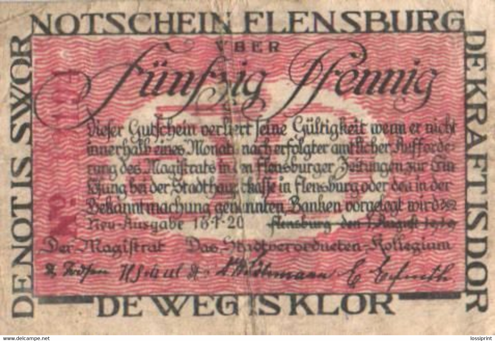 Germany Notgeld:Flensburg 50 Pfennig, 1920 - Sammlungen