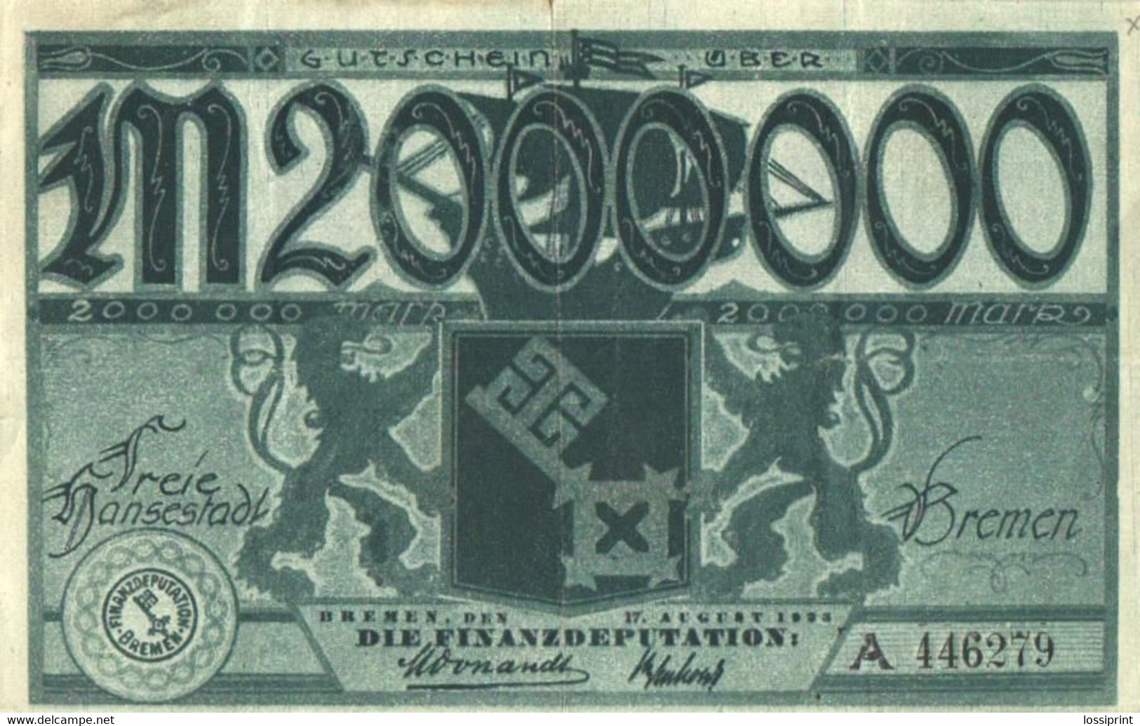 Germany Notgeld:Freie Hansestadt Bremen 2 Million Mark, 1923 - Sammlungen