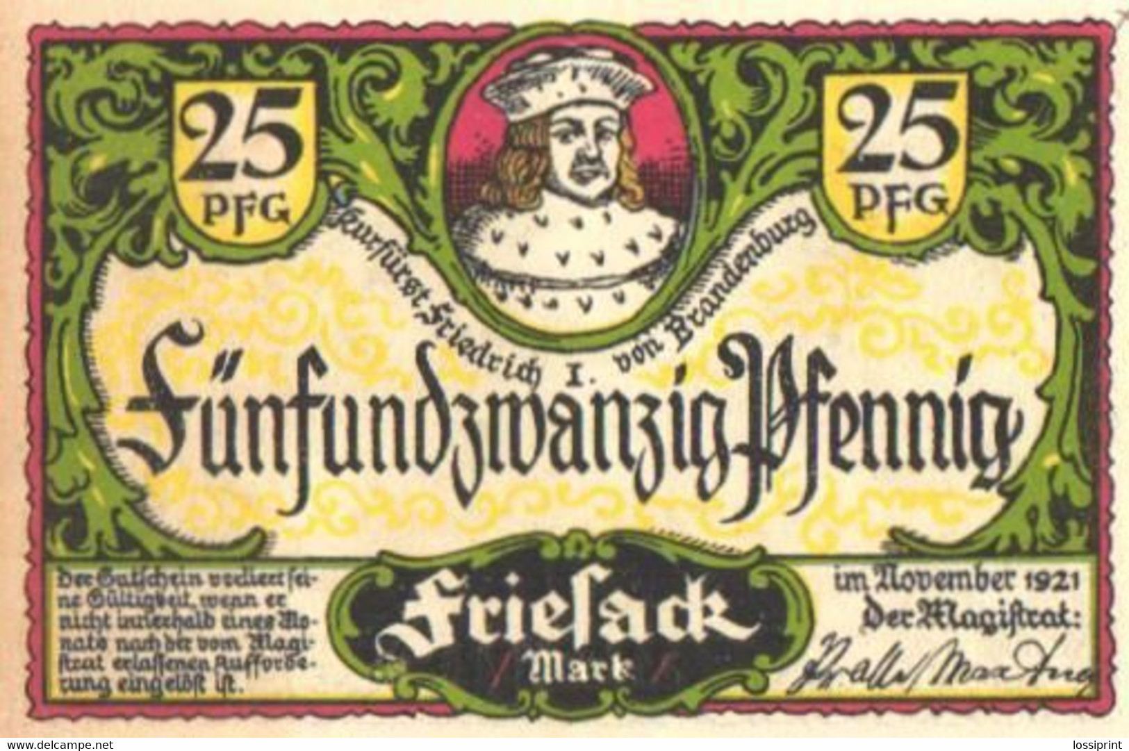 Germany Notgeld:Brandenburg 25 Pfennig, 1921 - Colecciones