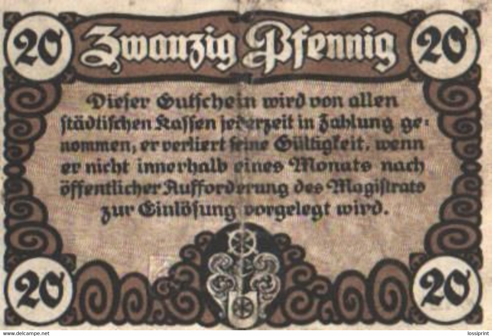 Germany Notgeld:Stadt Erfurt 20 Pfennig, 1920 - Colecciones