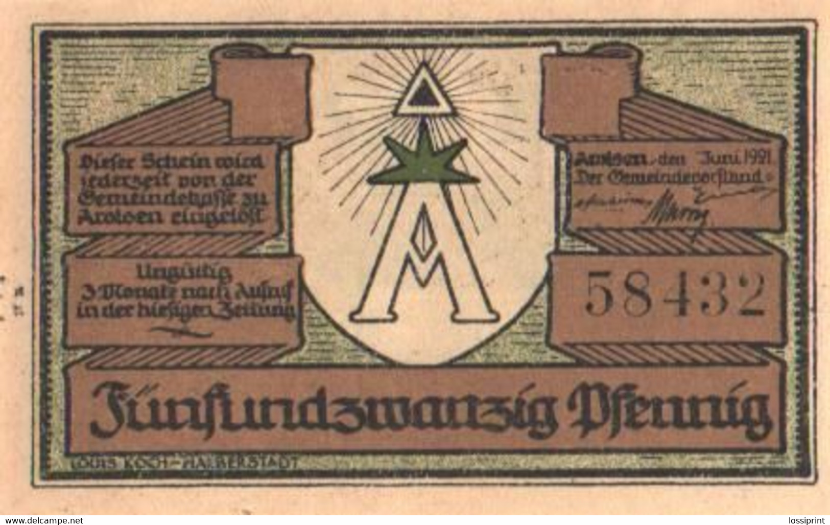 Germany Notgeld:Arolsen 25 Pfennig, 1921 - Colecciones