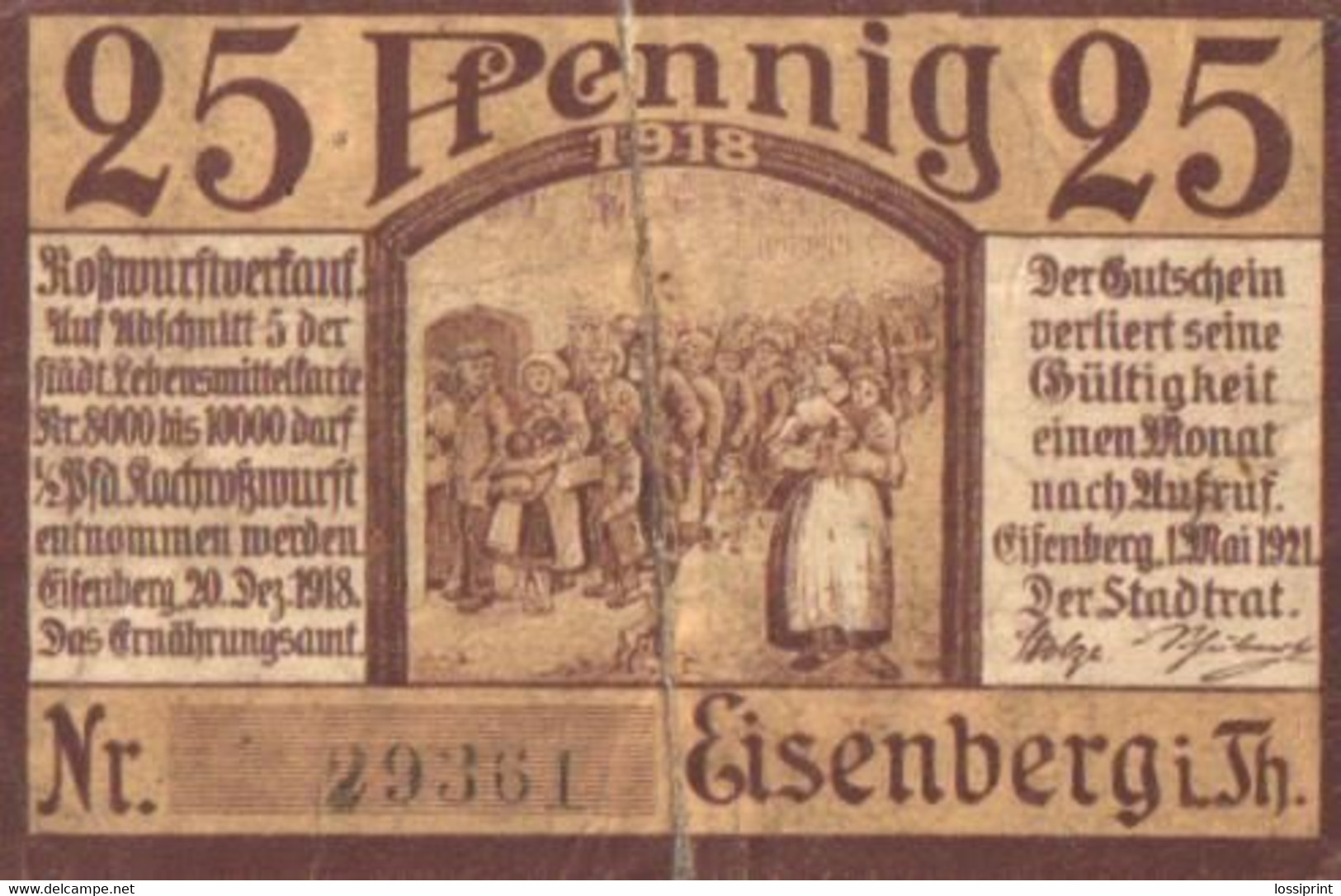 Germany Notgeld:Eisenberg 25 Pfennig, 1921 - Verzamelingen