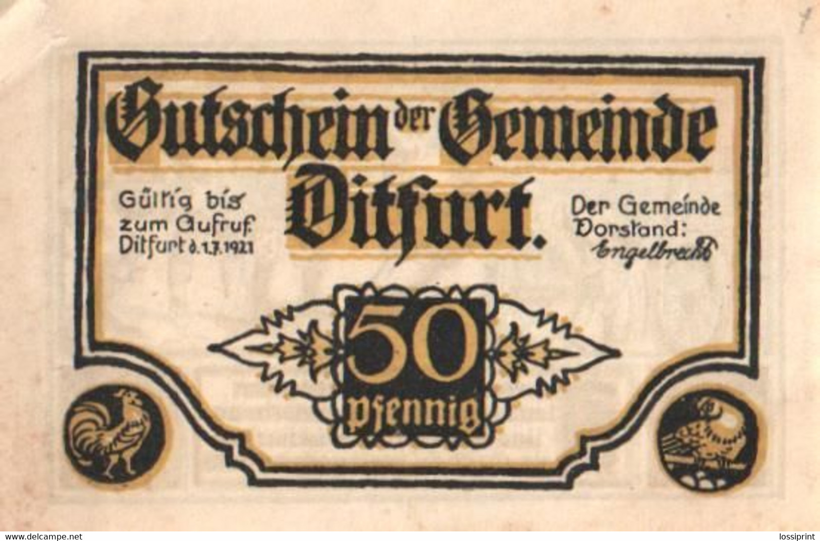 Germany Notgeld:Gemeinde Ditfurt 50 Pfennig, 1921 - Sammlungen