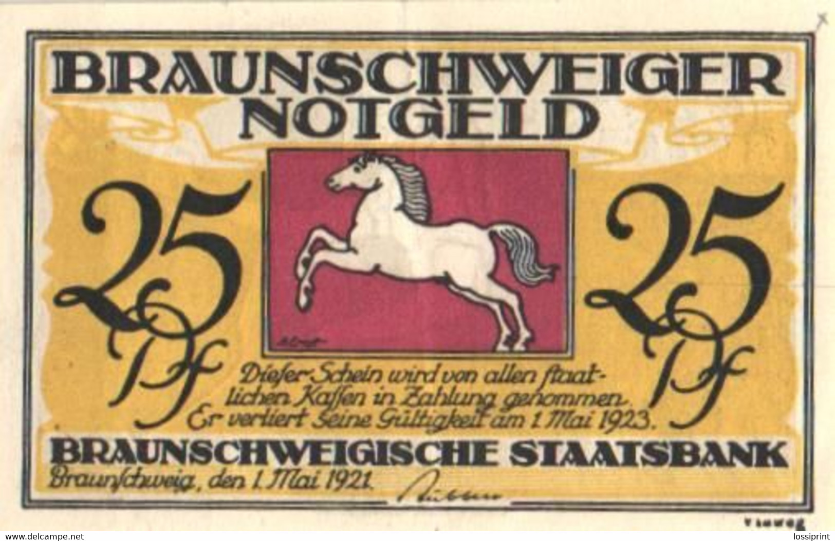 Germany Notgeld:Braunschweiger 25 Pfennig, 1921 - Collezioni