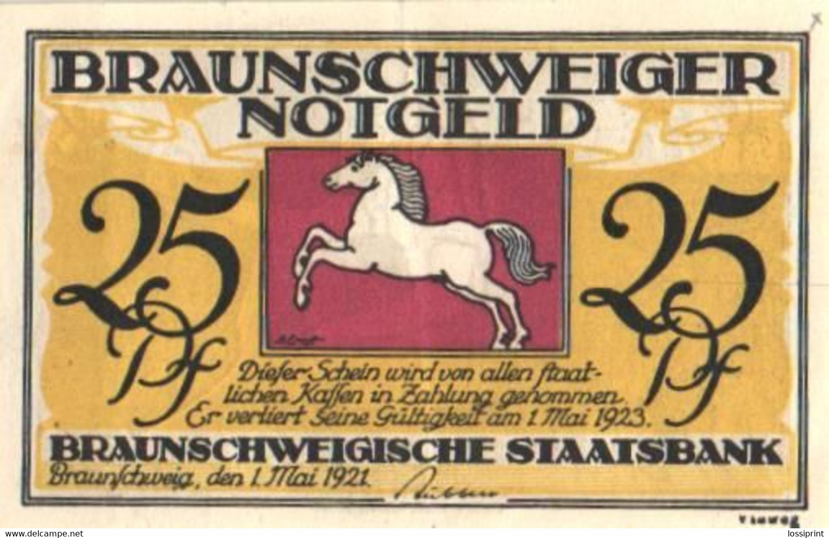 Germany Notgeld:Braunschweiger 25 Pfennig, 1921 - Colecciones