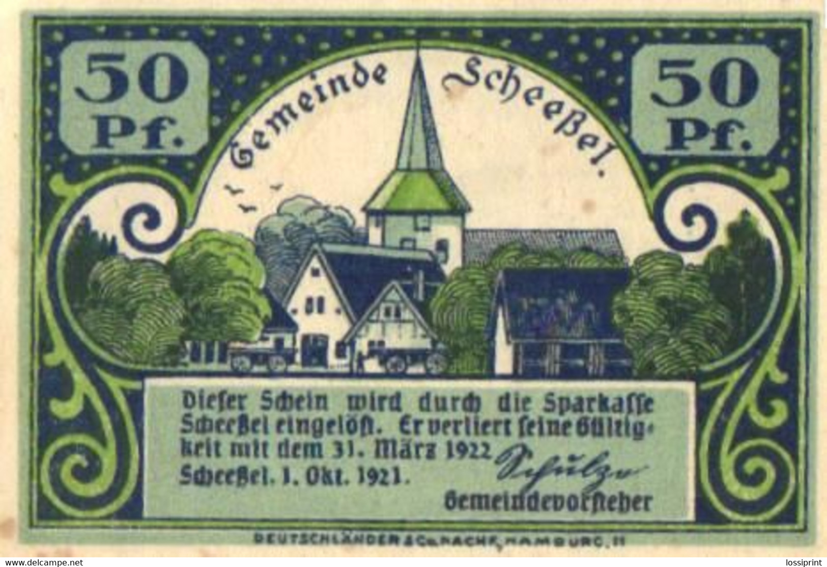 Germany Notgeld:Gemeinde Scheebel 50 Pfennig, 1921 - Colecciones