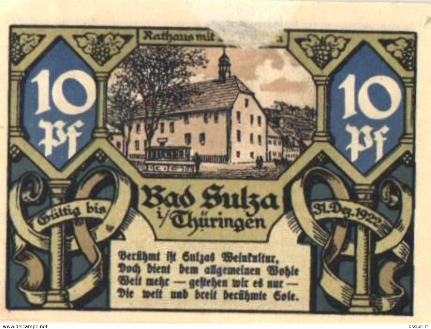 Germany Notgeld:Bad Sulza 10 Pfennig, 1921 - Collections