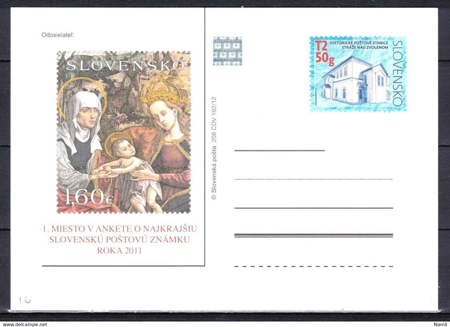 Slovaquie 2012 Entier (CDV 208) - Postcards