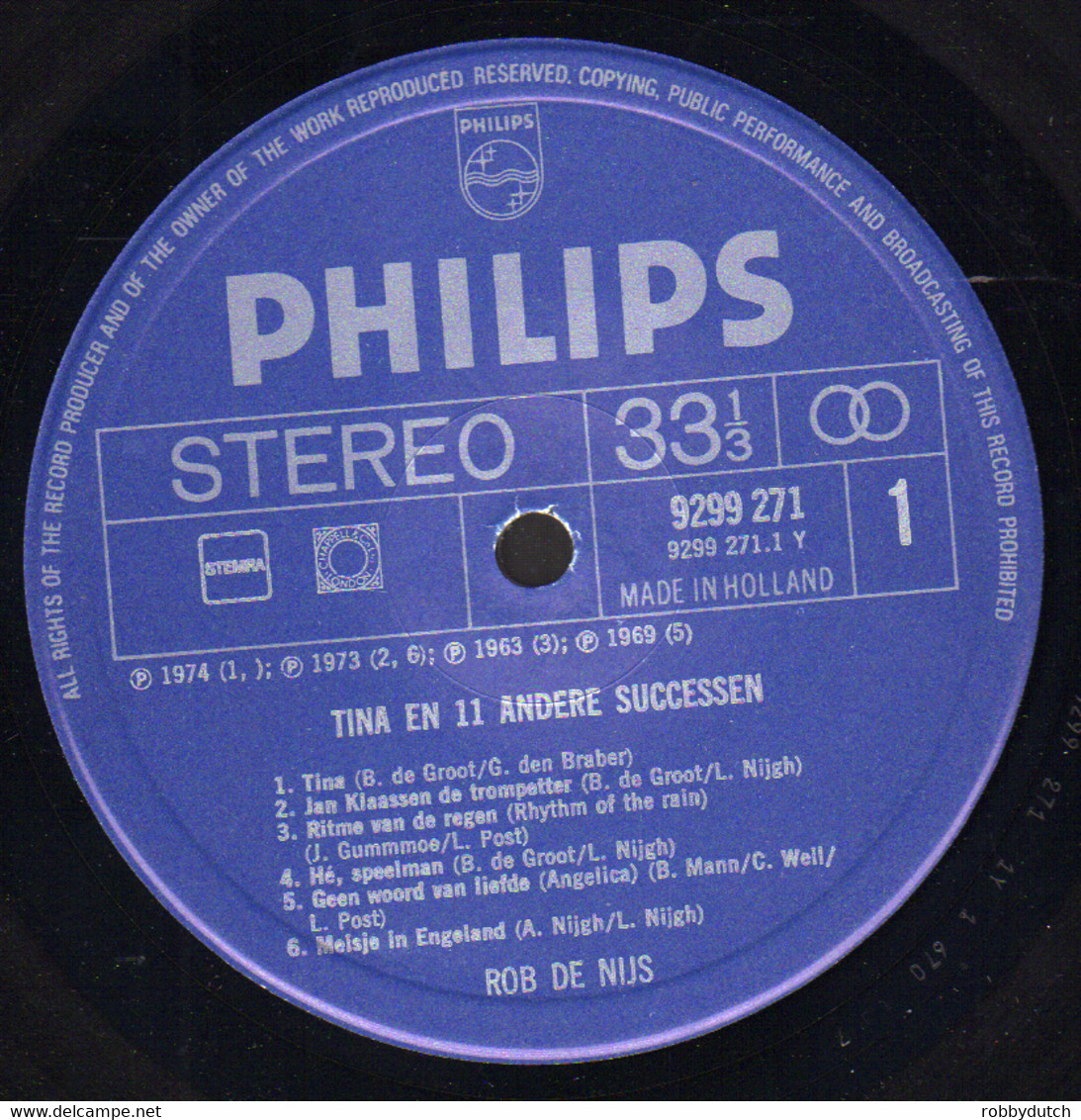 * LP *  ROB DE NIJS ZINGT TINA En 11 Andere Successen (Holland 1974) - Autres - Musique Néerlandaise