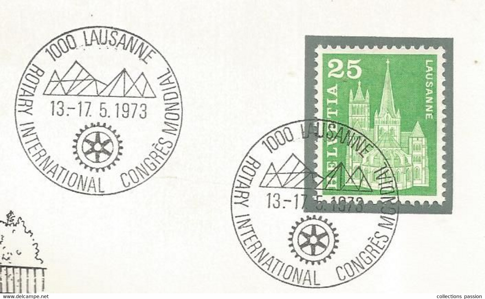 Lettre , SUISSE,LAUSANNE 1000,ROTARY INTERNATIONAL , CONGRES MONDIAL , 1973, Enveloppe Officielle - Marcophilie