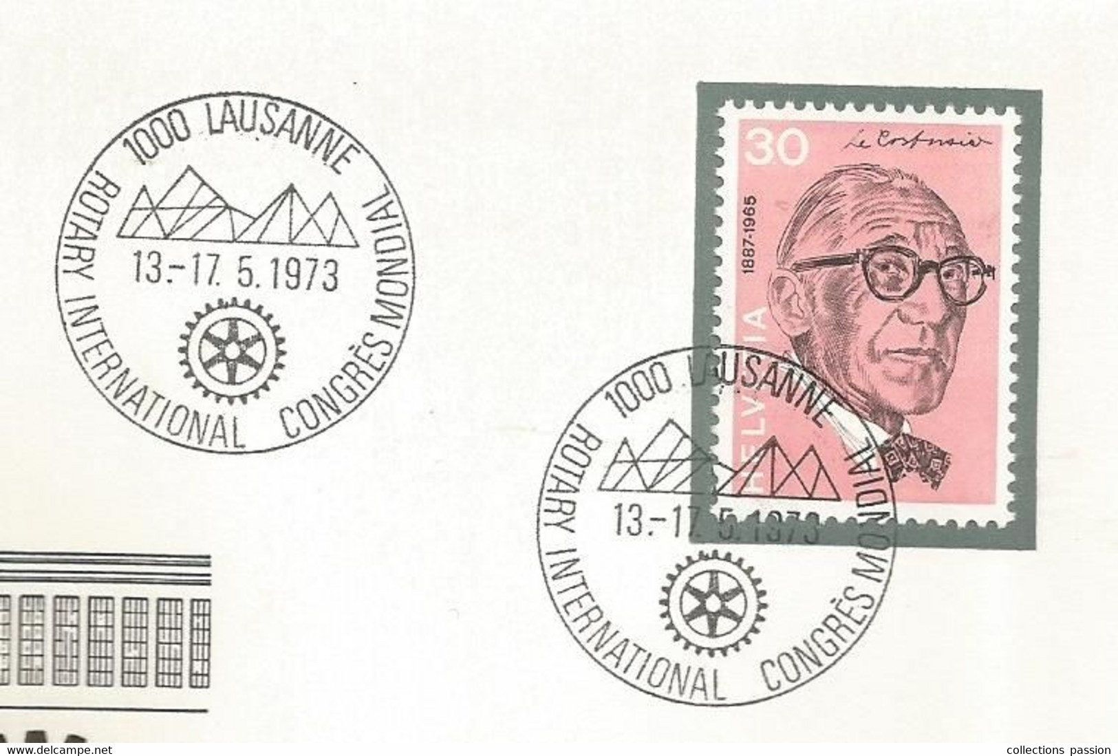 Lettre  , SUISSE,LAUSANNE 1000,ROTARY INTERNATIONAL , CONGRES MONDIAL , 1973, Enveloppe Officielle - Marcophilie