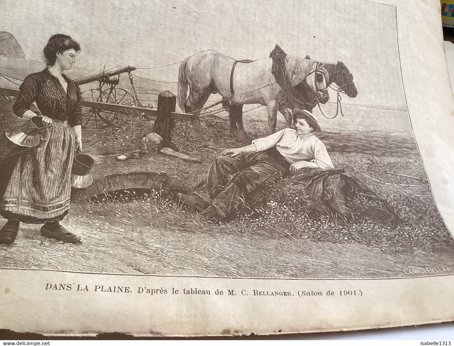 Page Original 1901  La Famille  Magazine Original Papier Dans La Plaine D’après Le Tableau De MC BELLANGER Camille - Dessins