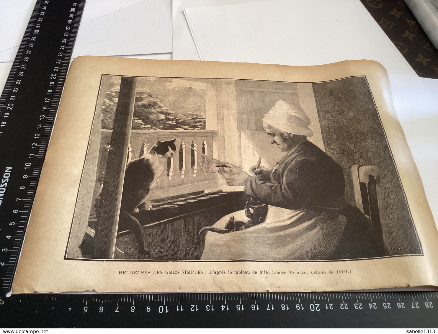 Page Original 1901  La Famille  Magazine Original Papier Heureuse Les Amis Simple D’après Le Tableau De Mademoiselle Lou - Dessins