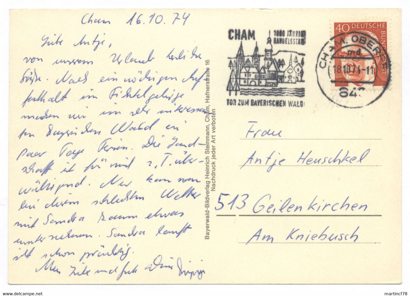 8490 Cham Bayer. Wald Gel. 1974 - Cham
