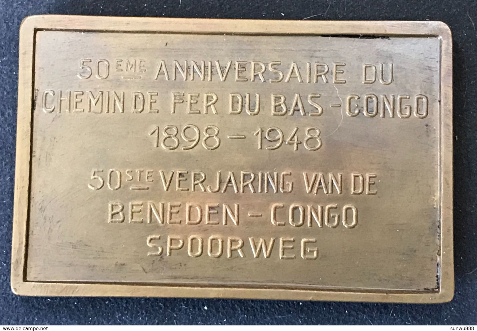 50ème Anniversaire Du  Chemin De Fer Du Bas Congo Spoorweg 1898-1948 Dupagne (superbe Médaille) - Professionnels / De Société