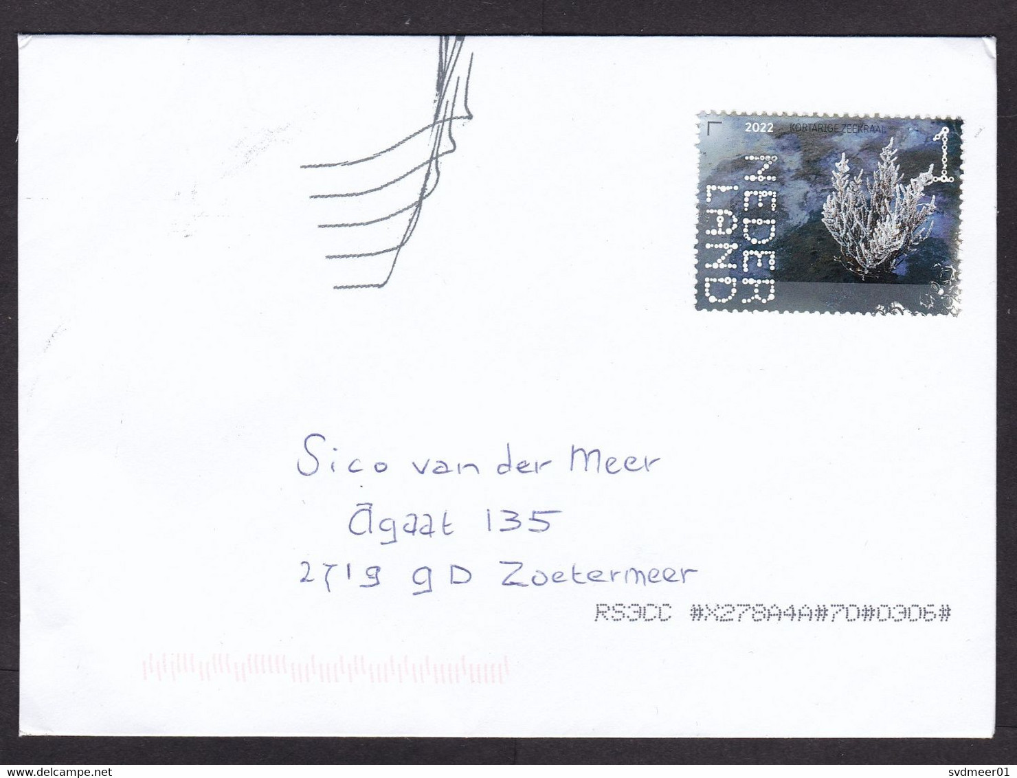Netherlands: Cover, 2022, 1 Stamp, Underwater Plant, Sea Life, Weird Cancel Problem (traces Of Use) - Cartas & Documentos