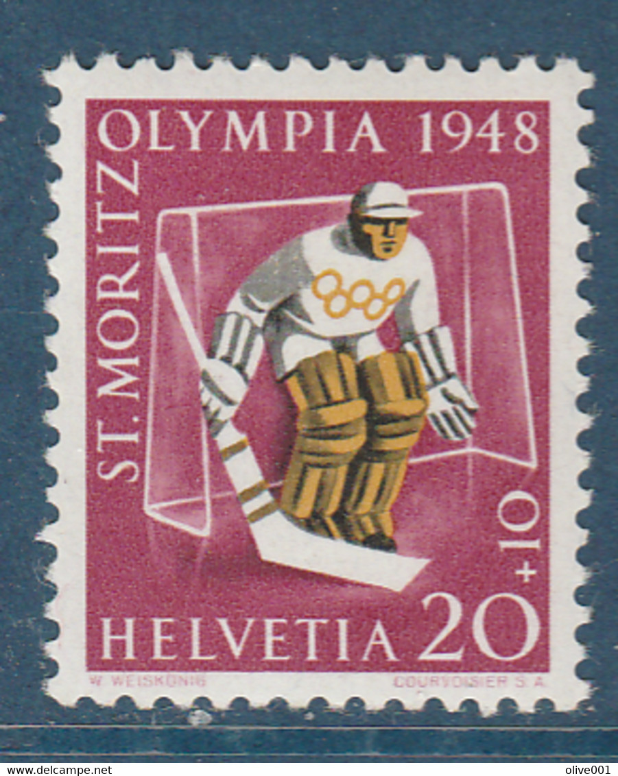 Suisse Timbre De 1948 _Jeux Olympiques D'hiver De St. Moritz -MI N° 494 MNH ** - Hiver 1948: St-Moritz