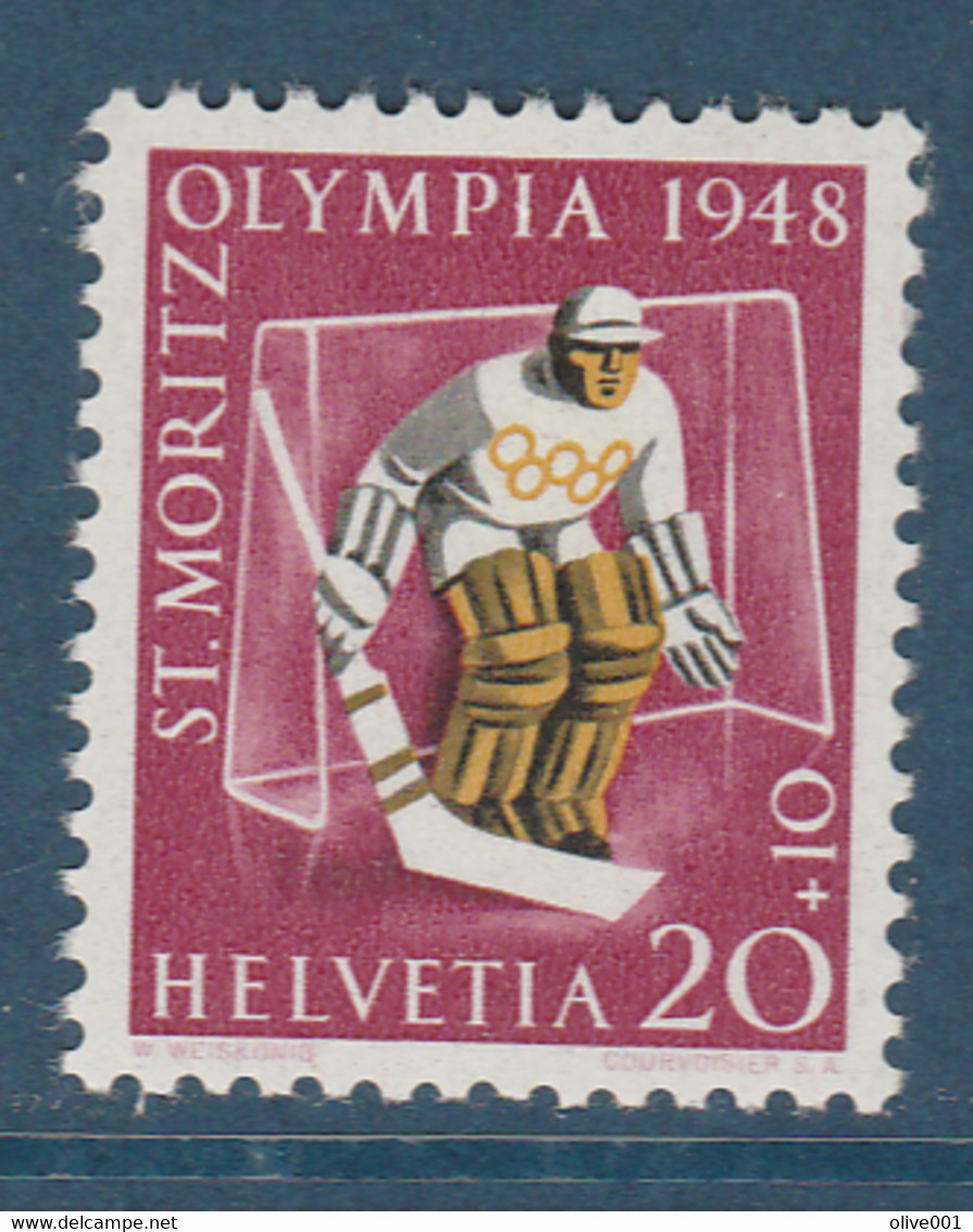 Suisse Timbre De 1948 _Jeux Olympiques D'hiver De St. Moritz -MI N° 494 MNH ** - Inverno1948: St-Moritz