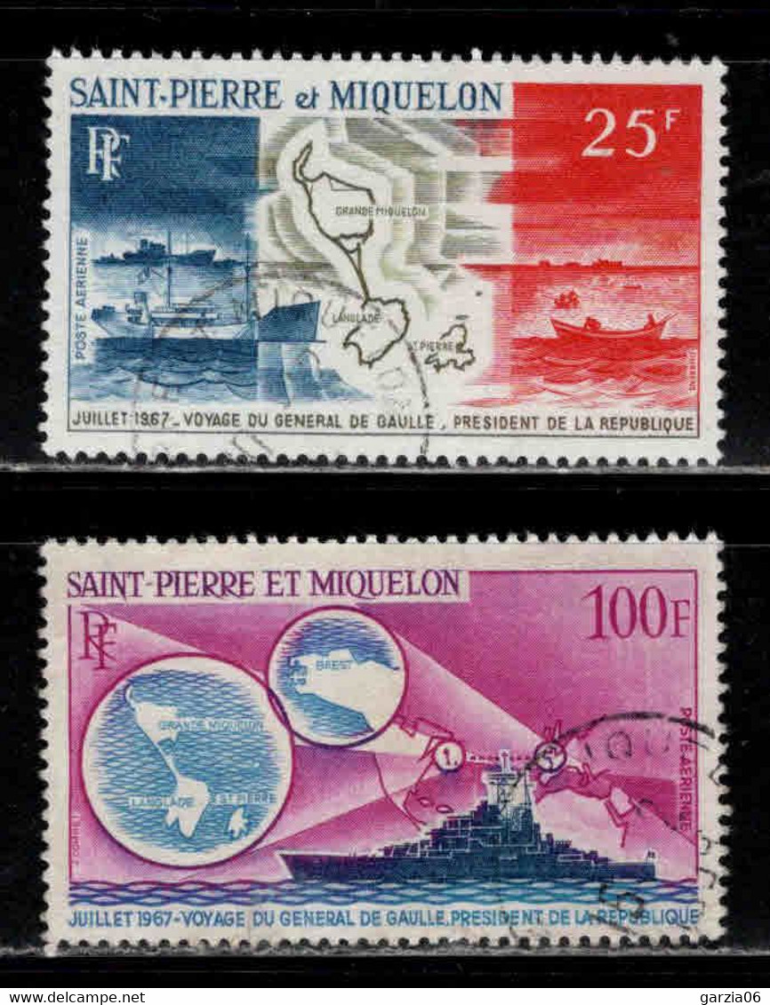 St Pierre Et Miquelon  - 1967 -  Voyage Du Général De Gaulle  - PA 38/39  - Oblit - Used - Oblitérés