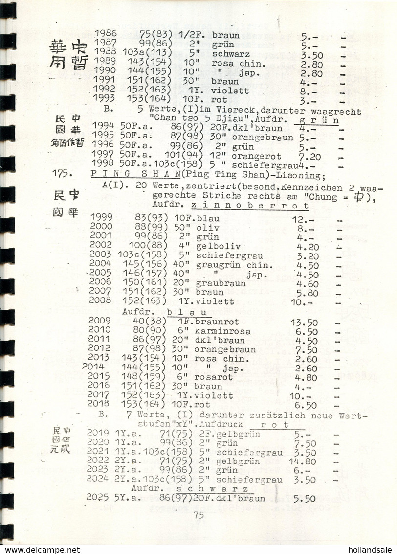 JAPAN / CHINA / MANCHUKUO - Catalogue Of The Local Overprinted Stamps Of Manchukuo. In German. Issued 1974. - Sonstige & Ohne Zuordnung