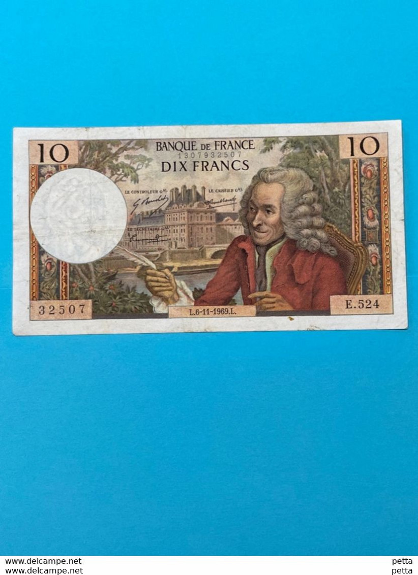 Billet De 10 Francs Voltaire / 6-11-1969 / Alph E.524 Dans L 'état - 10 F 1963-1973 ''Voltaire''