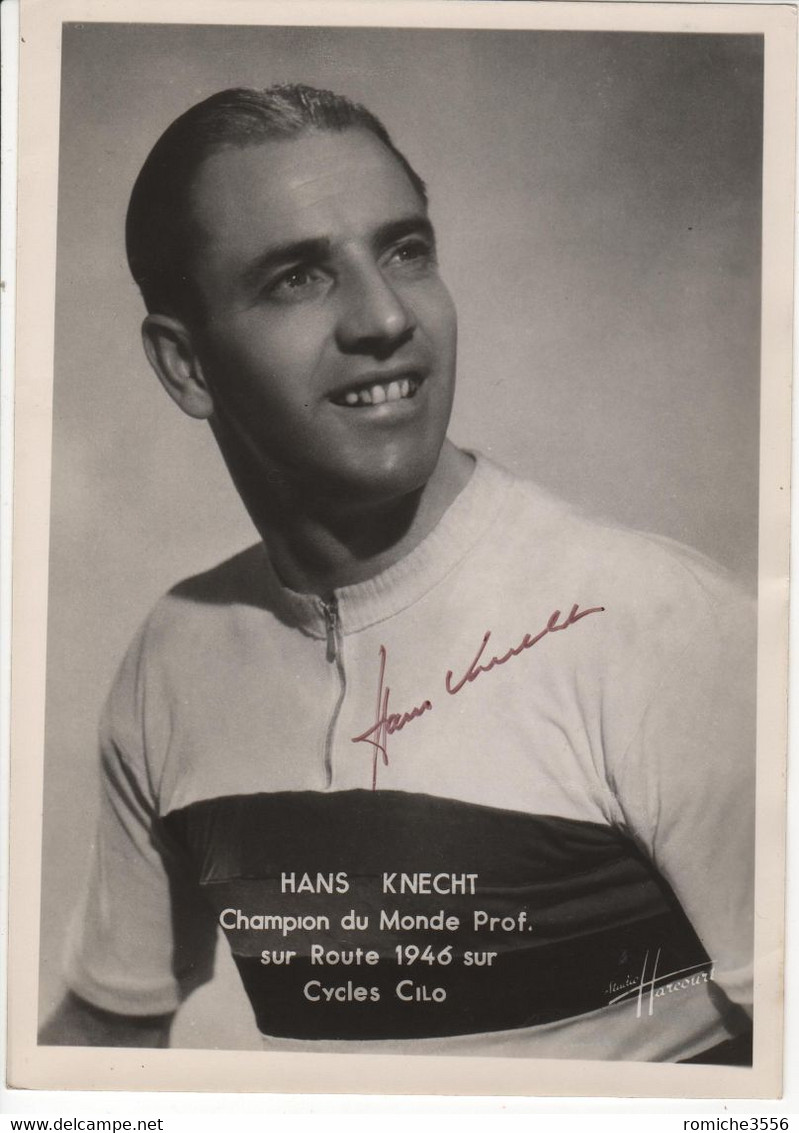 HANS KNECHT CHAMPION DU MONDE  PHOTO HARCOURT FORMAT 13 X 18.3 CMS - Ciclismo