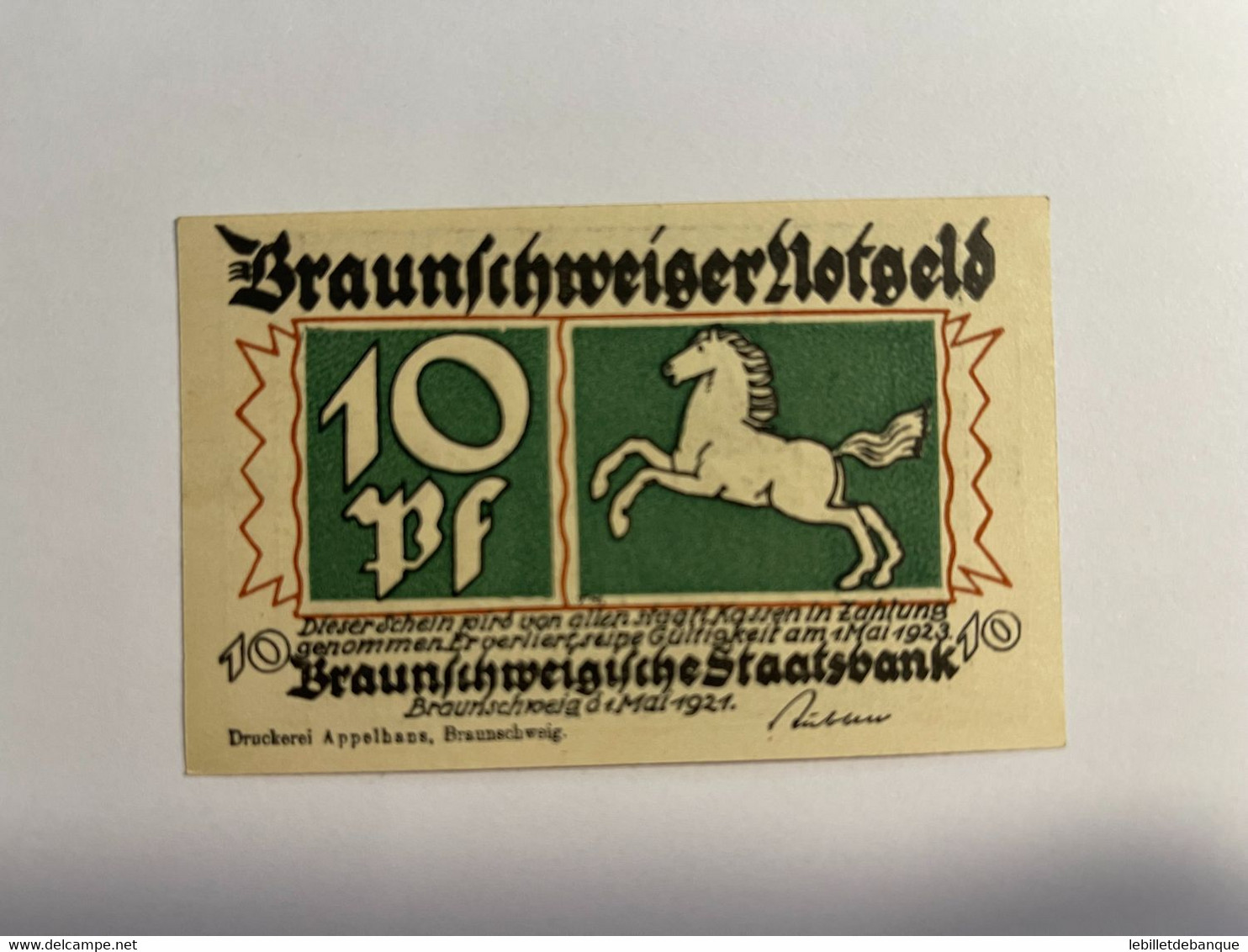 Allemagne Notgeld Braunschweig 10 Pfennig - Sammlungen