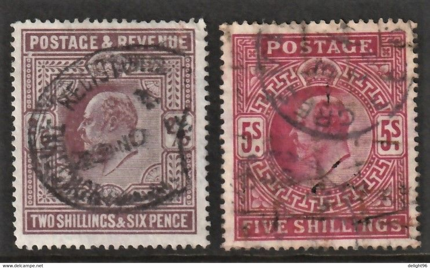 1902 Great Britain King Edward VII 2/6s & 5s High Value Definitives (O / Used) - Usati